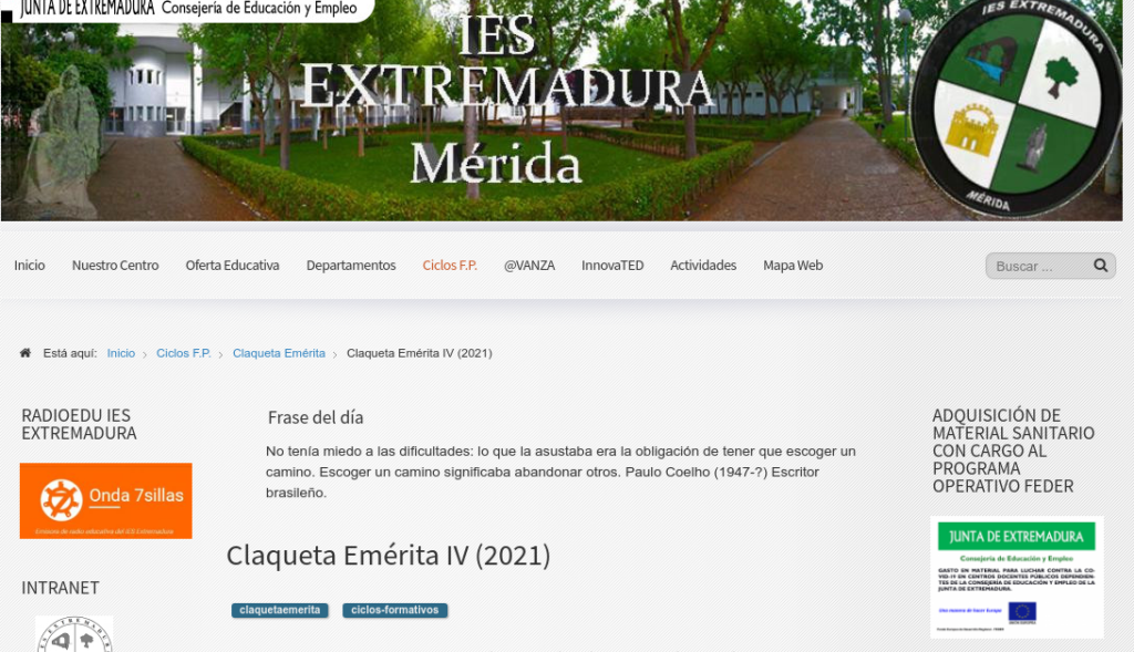 Claqueta Emérita en IES Extremadura